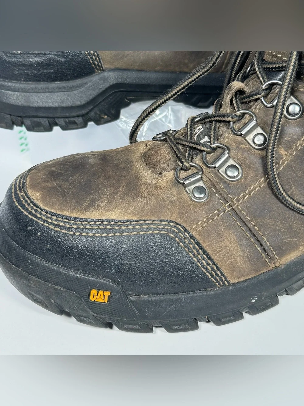 Caterpillar CAT Men’s 9.5 Wide P90802 Steel Toe Leather Work Boots Brown Outdoor